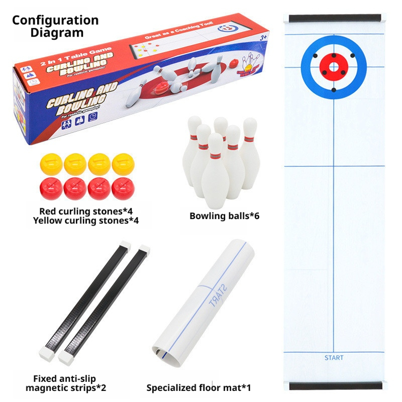 Party Games Indoor - Permainan Meja Mini Curling & Bowling